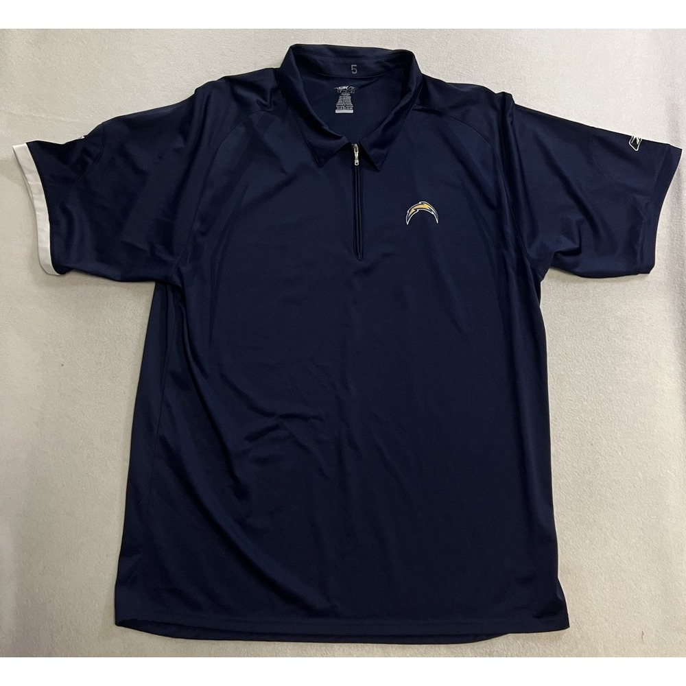Reebok Los Angeles Chargers Football Polo Shirt Men's Size XL Blue 1/4 Zip